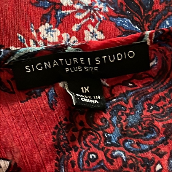 Signature Studio Plus Size Ladies Multicolor Shirt Size 1X See Threw - Picture 6 of 7